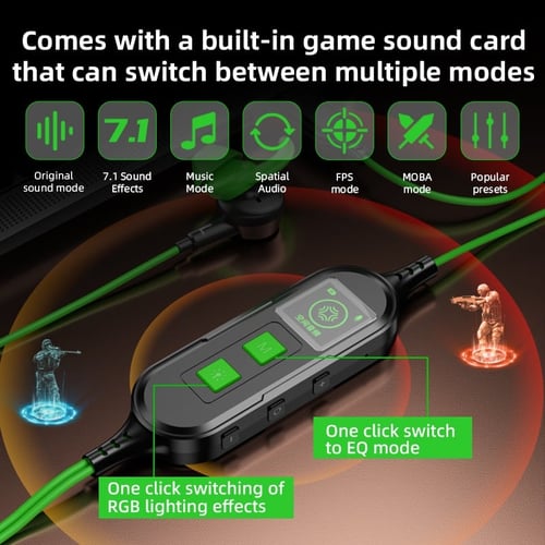 PIVA S6 PRO سماعة ألعاب In-Ear مع شحن 27W وصوت 7.1