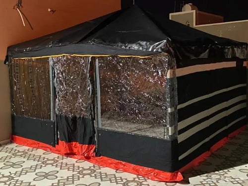 خيمه سوداء مخطط واجهه شفاف 4*4 يارد 3 غاظ سماكه 30...