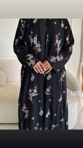 عباية شيفون مبطنة تطريز كمبيوتر قصة عادية ستريت