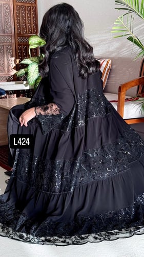 عباية شيفون مع تطريز كمبيوتر قصة عادية ستريت