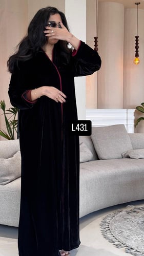 عباية مخمل تطريز كمبيوتر قصة عادية ستريت