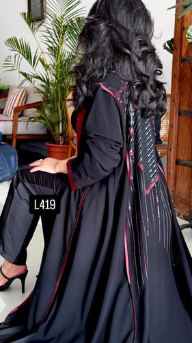 عباية كريب سبشل مع ترتر تطريز كمبيوتر قصة عادية ست...