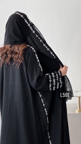 عبايه كريب بلقيس تطريز يدوي قصة تص بشت