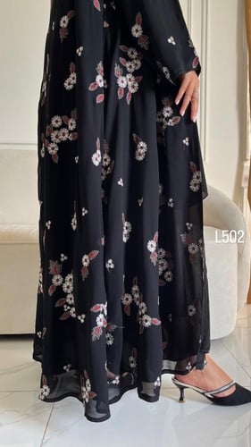 عباية شيفون مبطنة تطريز كمبيوتر قصة عادية ستريت