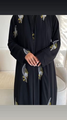 عباية شيفون مبطنة تطريز كمبيوتر قصة عادية ستريت