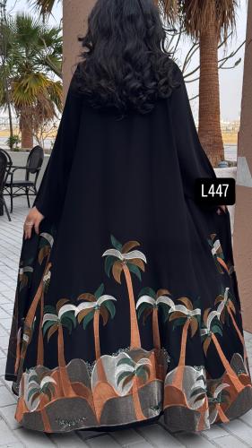 عباية كريب سبشل تطريز كمبيوتر مع شك يدوي قصة عادية