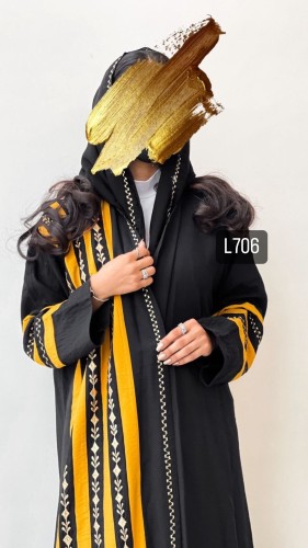 عباية كريب بلقيس تطريز يدوي قصة عادية ستريت