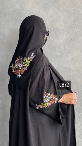 عباية كريب بلقيس تطريز يدوي قصة عادية ستريت