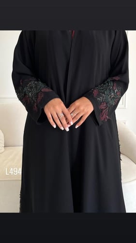 عباية كريب سبشل تطريز كمبيوتر مع ترتر قصة عادية ست...