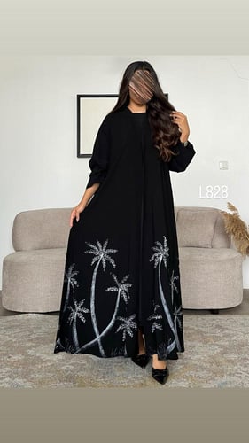 عباية كريب سبشل رسم يدوي مع شك قصة عادية ستريت