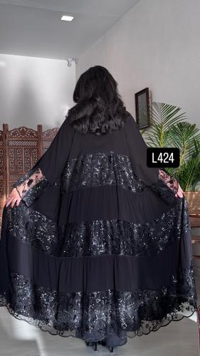 عباية شيفون مع تطريز كمبيوتر قصة عادية ستريت