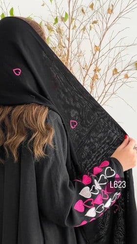 عباية كريب بلقيس تطريز يدوي قصة عادية ستريت