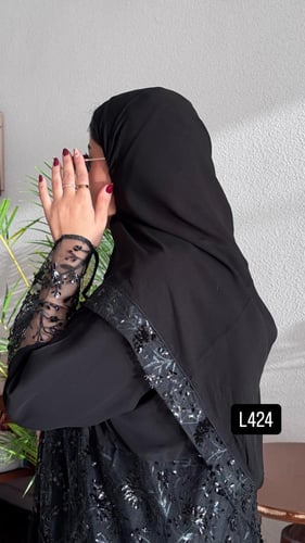 عباية شيفون مع تطريز كمبيوتر قصة عادية ستريت