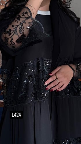 عباية شيفون مع تطريز كمبيوتر قصة عادية ستريت