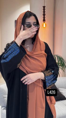 عباية كريب سبشل رسم يدوي وشك يدوي قصة عادية بشت