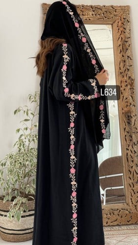 عباية كريب بلقيس تطريز يدوي قصة عادية ستريت