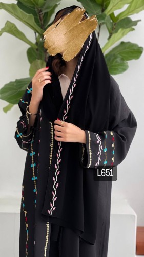 عباية كريب بلقيس تطريز يدوي قصة عادية ستريت