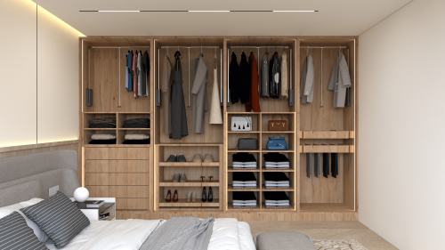 A wardrobe with an elegant design made of European wood, customizable according to your needs.