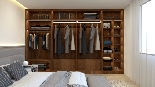 A wardrobe with an elegant design made of European wood, customizable according to your needs.