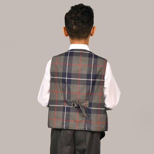 بدلة روضة كاروهات للأولاد من قطعتين سديري مع بنطلو...