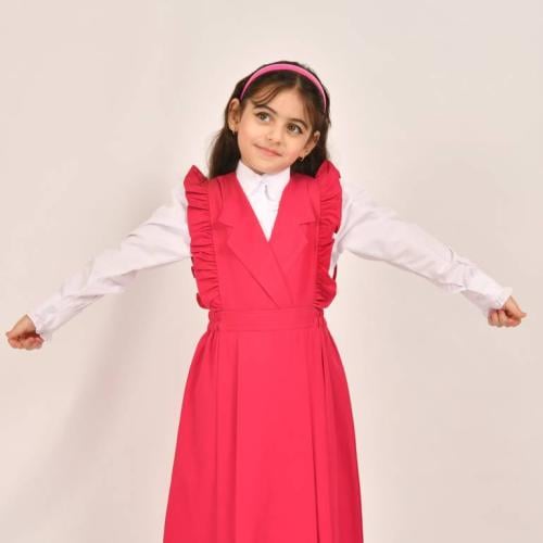 مريول فوشي بياقة و كشكش بارز على الأكتاف وزم من ال...