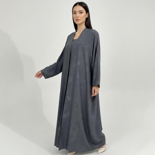 عباية ناي ربع بشت بلون رمادي