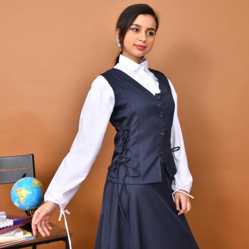 توب بأزرار اغلاق وربطات جانبية للمرحلتين المتوسطة...