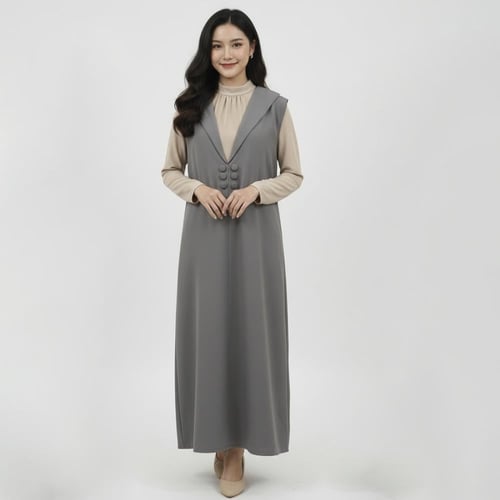 عباية عملية بقصة بليزر مع فستان منفصل مزينة بأزرار...