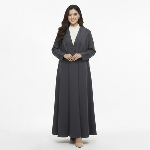 عباية عملية بقصة بليزر مع فستان منفصل مزينة بأزرار...