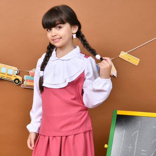 مريول لمى وردي : تصميم كلاسيك توب بياقة فرنسية مع...