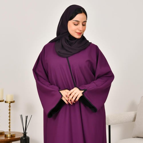 عباية دبل فيس باللون الاسود والبنفسجي