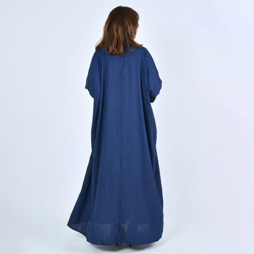 عباية بلون الكحلي عملية بقصة ربع بشت بقماش صيفي