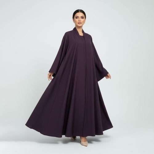 عباية ليال - موديل كلوش بلون ارجواني وكم واسع