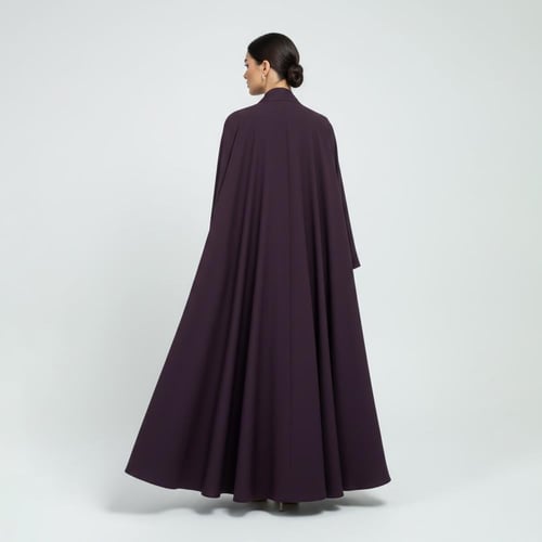 عباية ليال - موديل كلوش بلون ارجواني وكم واسع