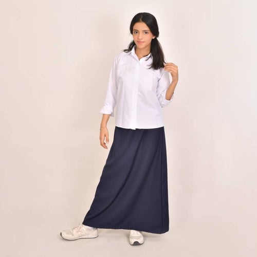 تنورة بحزام مطاطي باللون الكحلي - ثانوي