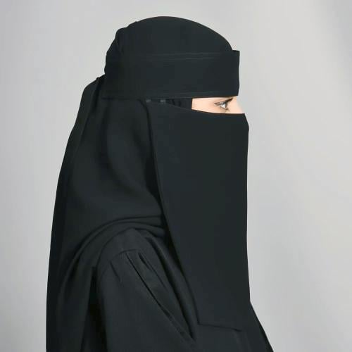 نقاب طويل بمطاطين و ربطة اغلاق