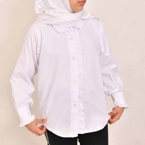 قميص بكشكشة أبيض