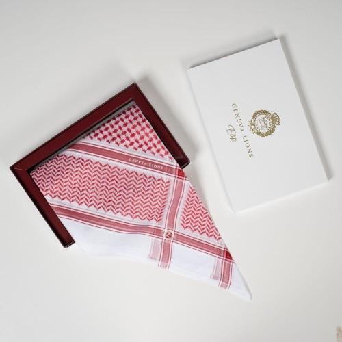 شماغ جنيفا ليونز احمر اليت 26 إنجليزي قطن