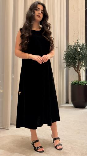 فستان داخلي مخمل أسود