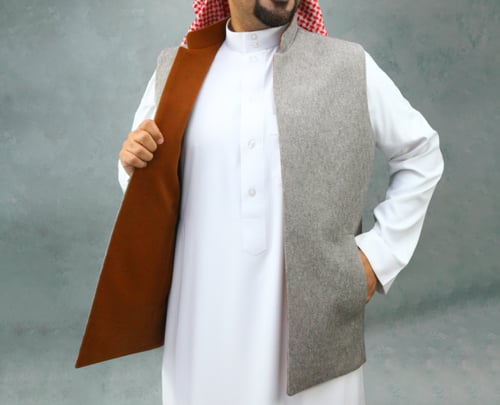 سديري دبل فيس (جملي- رمادي) جوخ