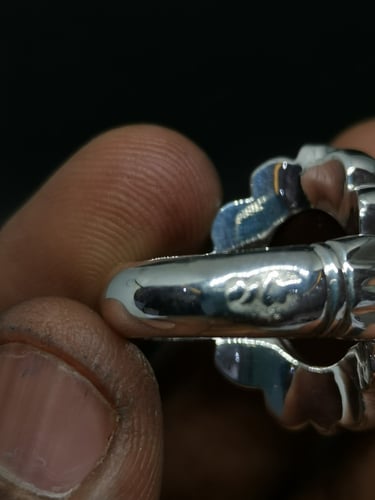 خاتم الفضة بحجر عقيق يماني كبدي بصياغة حمادة عيار...