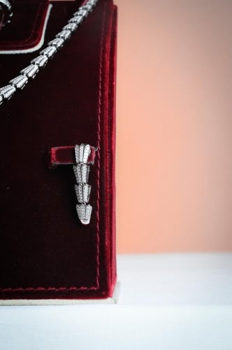 طقم زركون فضي بتصميم أفعى فاخر من WAREEF