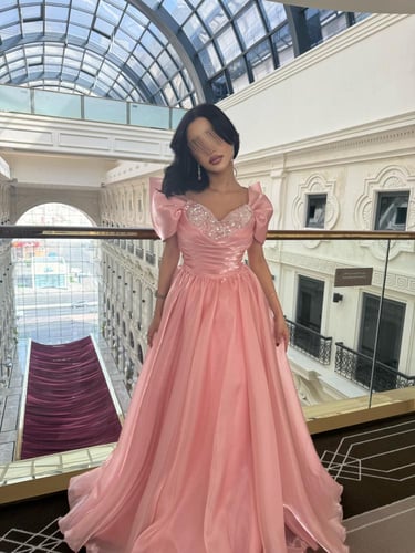 فستان سهره اوف شولدر مزين بالتطريز