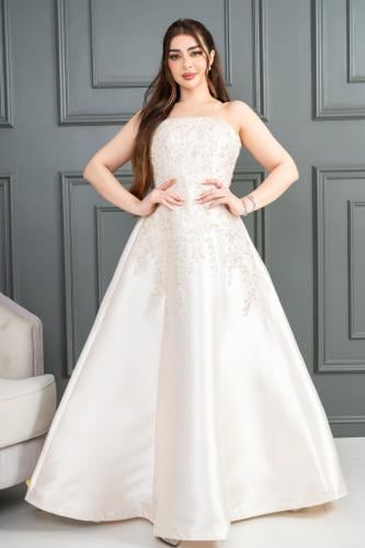 فستان سهرة بنطريز كلفه منطقه الصدر