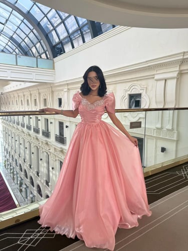 فستان سهره اوف شولدر مزين بالتطريز