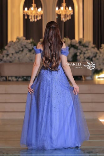 فستان سهره باللون الموف اوف شولدر