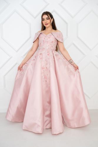 فستان سهرة بخامه ميكادو تطريز على الصدر راقي