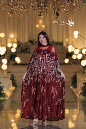 جلابية ترتر بتطريز أوراق