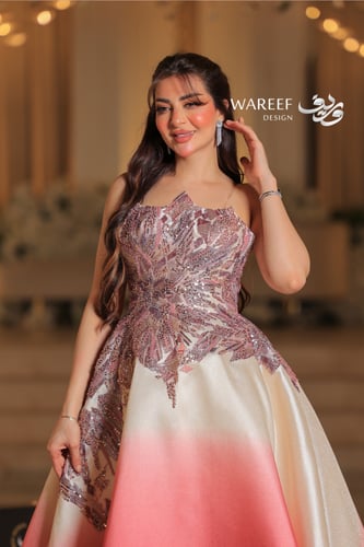 فستان سهره بتدرجات الوردي حتى البيج