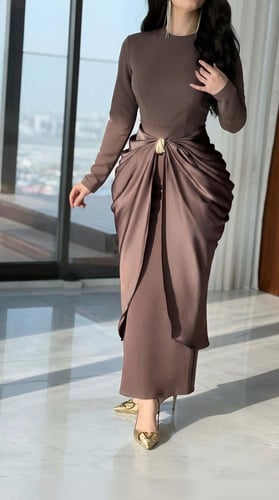 فستان عودي بتفاصيل Draping أنيقة ولمسة فخامة عصرية